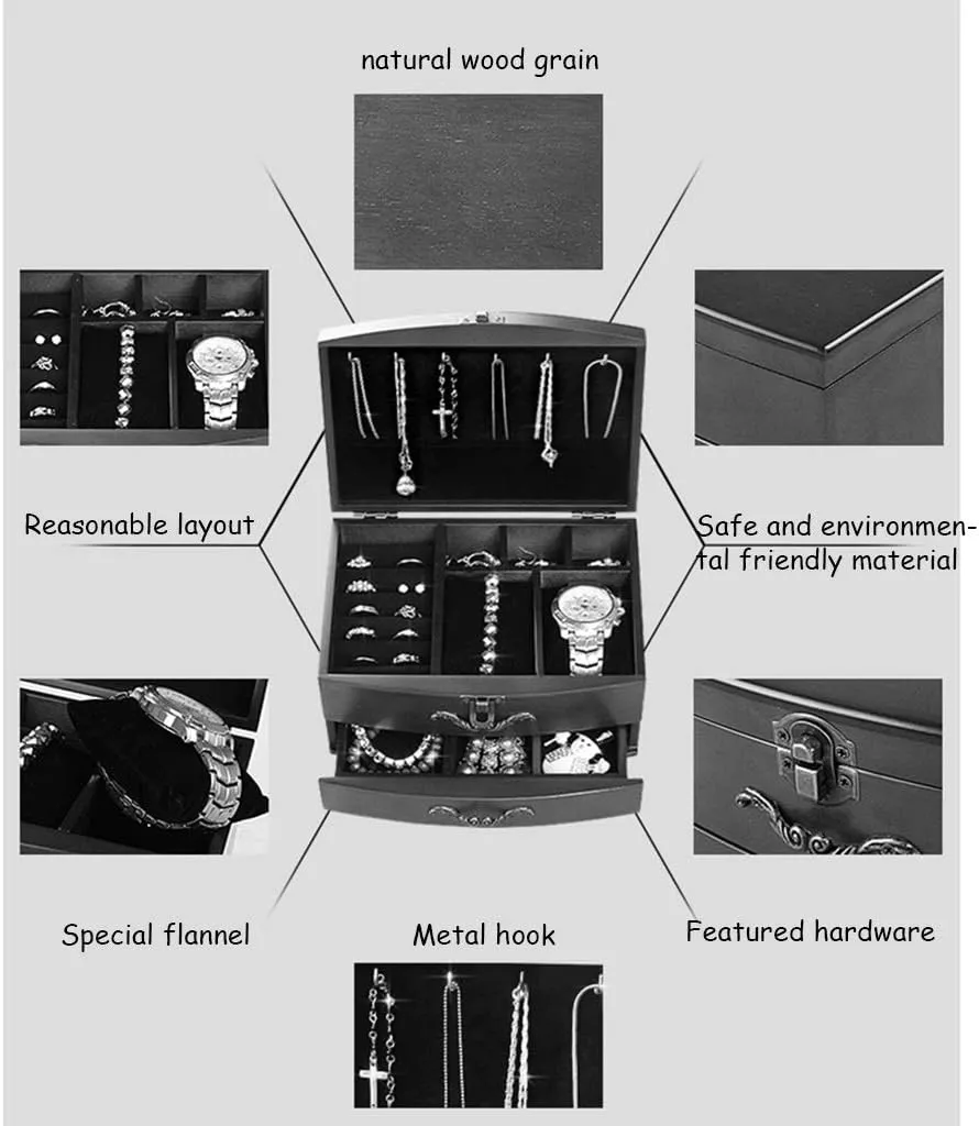 Jewelry Holder Three Layers Jewelry Display Box Earrings Necklaces Storage Box Nordic Double Layer Jewelry Box for Women Watch Cabinets (Color : A)