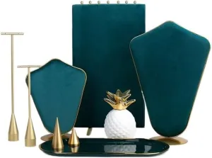 Jewelry Organizer Stand for Jewelry Presentation 9 Pieces Mall Counter Necklace Bracelet Ring Earring Display Stand Velvet Storage Set