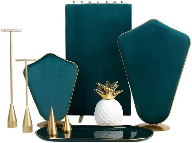Jewelry Organizer Stand for Jewelry Presentation 9 Pieces Mall Counter Necklace Bracelet Ring Earring Display Stand Velvet Storage Set