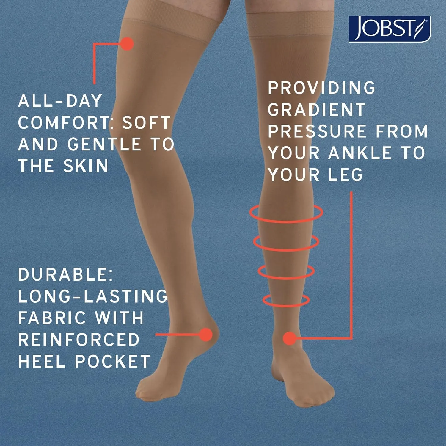 JOBST Relief 15-20 mmHg Compression Stockings, Knee High, Open Toe | Compression Socks for Women/ Men for Tired, Aching or Swollen Legs