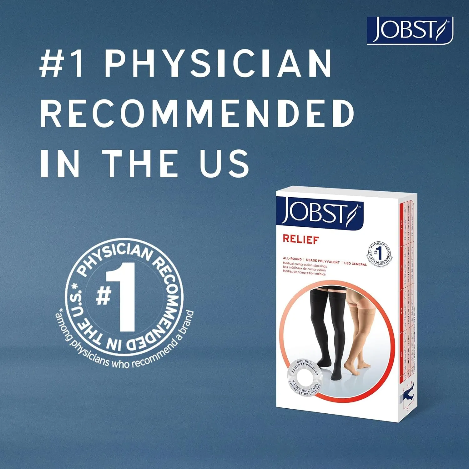 JOBST Relief 15-20 mmHg Compression Stockings, Knee High, Open Toe | Compression Socks for Women/ Men for Tired, Aching or Swollen Legs