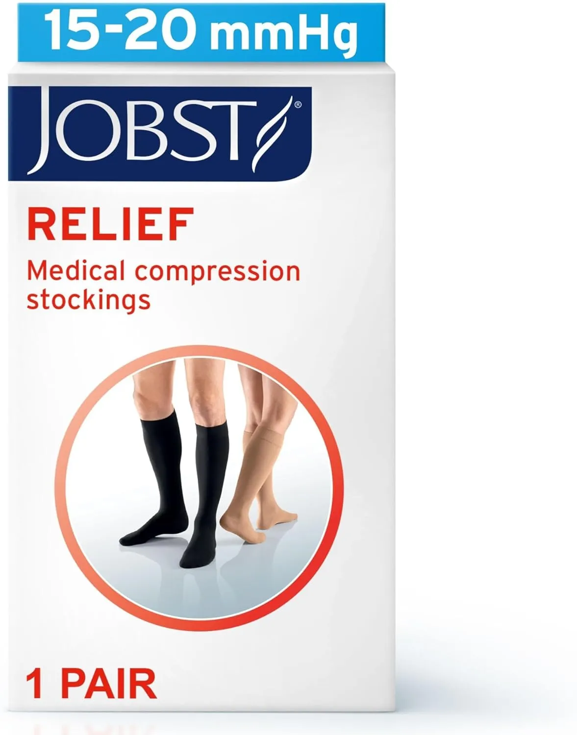 JOBST Relief 15-20 mmHg Compression Stockings, Knee High, Open Toe | Compression Socks for Women/ Men for Tired, Aching or Swollen Legs