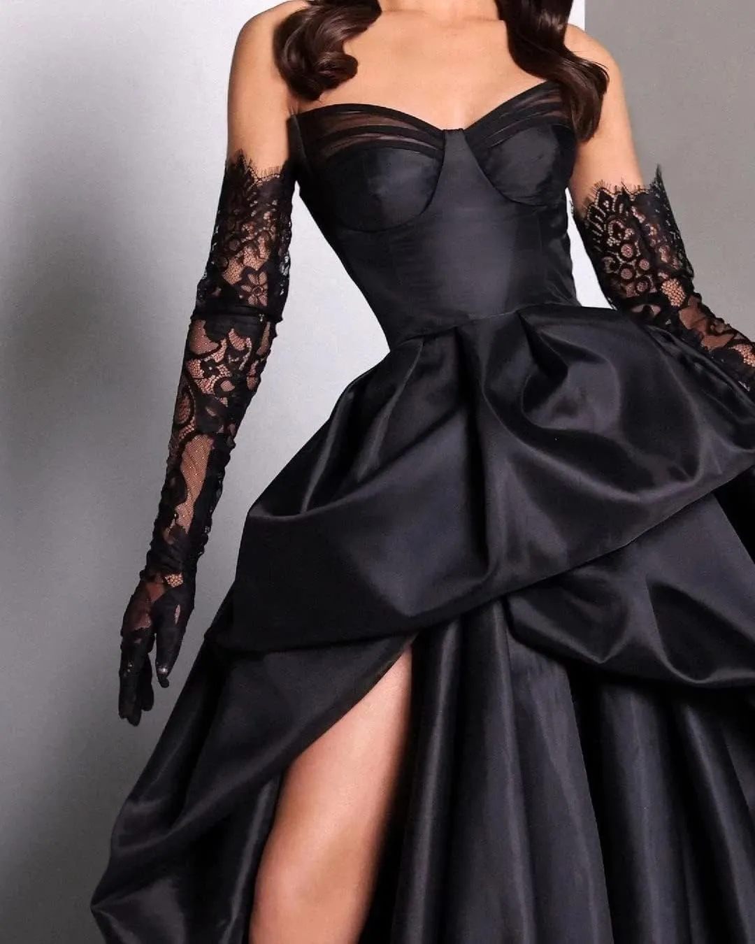 Jorshiman Satin Prom Dress Long Ball Gown with Train Pleated Formal Dress 2025 A-Line Evening Gowns