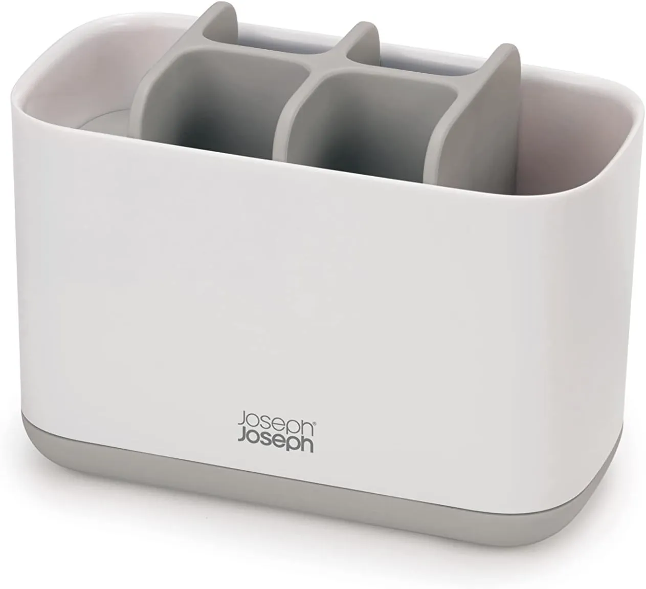 Joseph Joseph Easy-Store - Toothbrush Holder Caddy, Bathroom Storage Organizer, Large, Grey/White