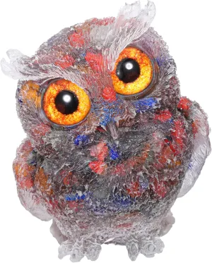 Jovivi 2.5" 7 Chakra Crystal Owl Statue Hand Carved Resin Reiki Healing Crystal Pocket Gemstone Animal Owl Figurines Sculpture Ornament Cute Home Office Desk Decor