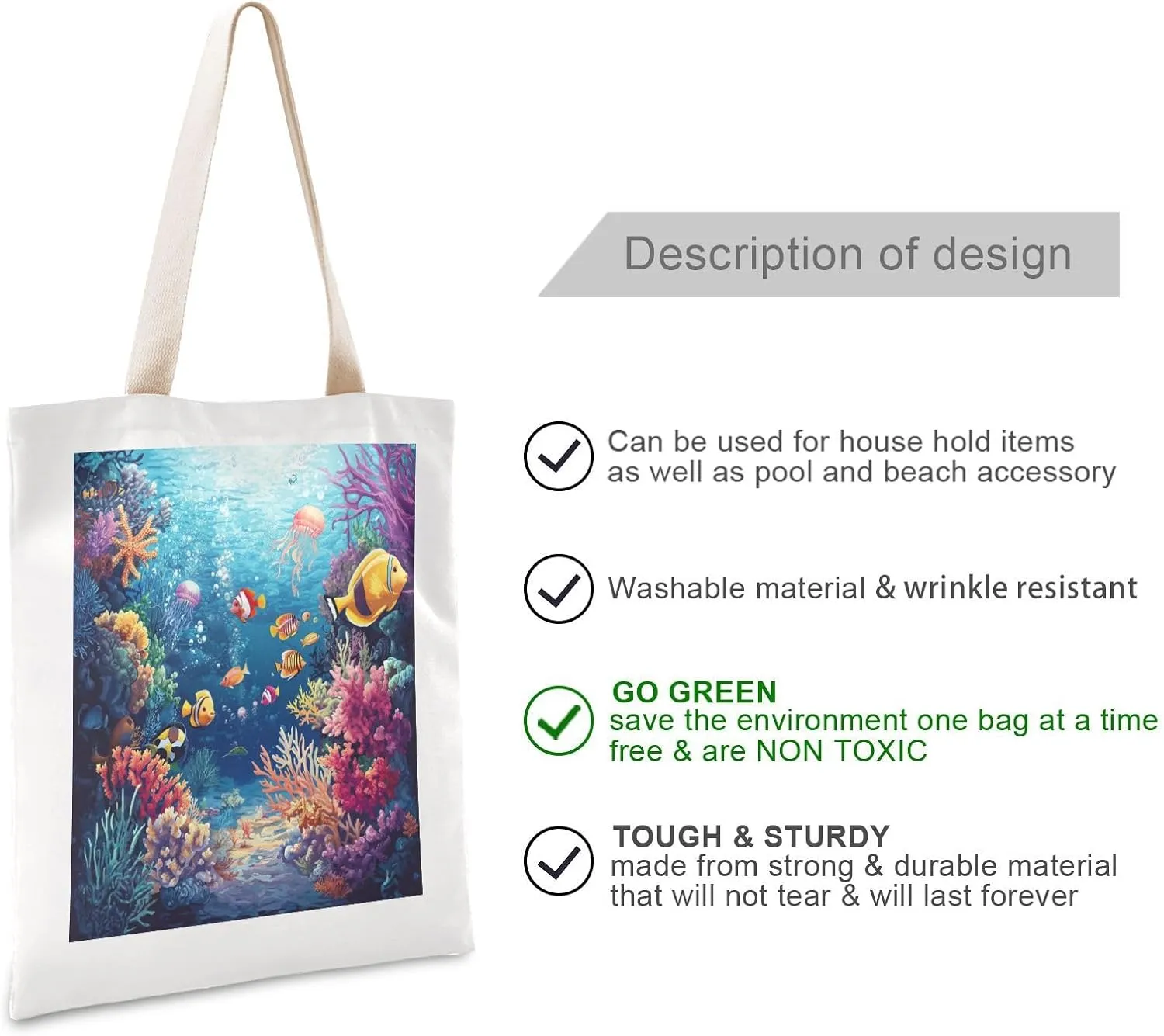 JSTEL Canvas Tote Bag for Women with Pocket,Canvas Tote Purse Shopping Bag