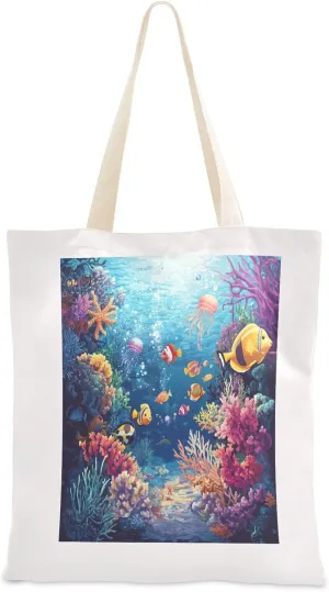 JSTEL Canvas Tote Bag for Women with Pocket,Canvas Tote Purse Shopping Bag