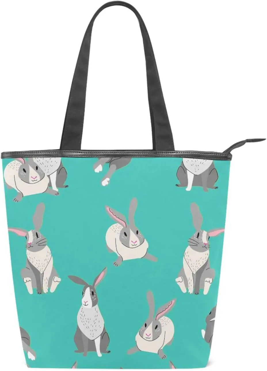 JSTEL Canvas Tote Bag for Women with Zipper Pocket,Canvas Tote Purse Gym Tote Bag Shopping Tote Bag