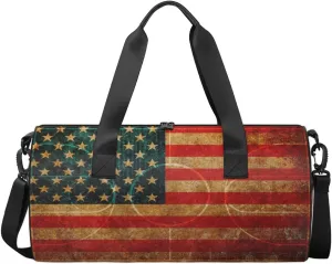 July 4th Independence Day Travel Duffel Bag Vintage Stars Stripes Sports Gym Bag Men Women Sports Travel Luggage Bag 17.6”×9”×9 “ Duffel Bag Weekend Overnight Gym Bag Nvenient For Carrying