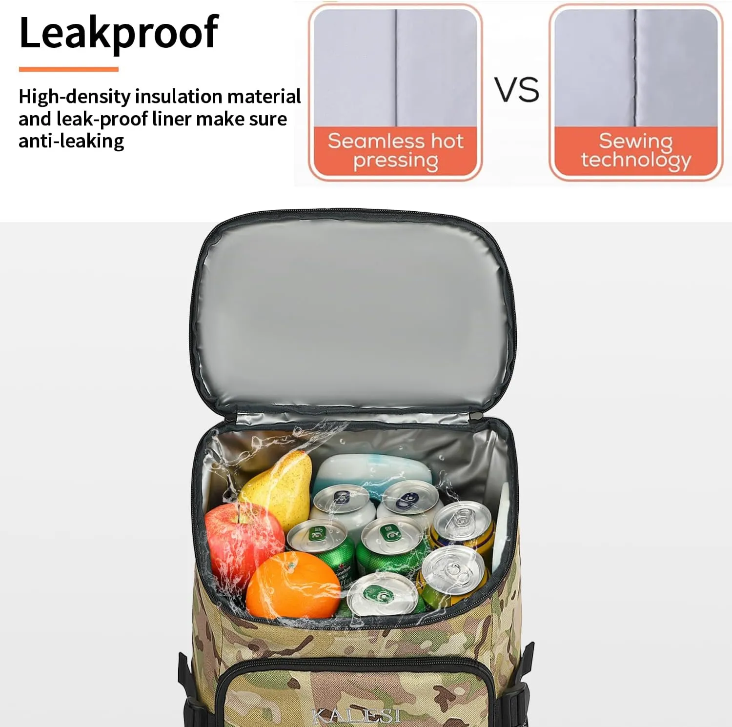 Kalesi Cooler Backpack 36 Cans Lightweight Insulated Backpack Cooler Leak-Proof Travel Camping Lunch Backpack Outdoor Cutlery Backpack for Men and Women