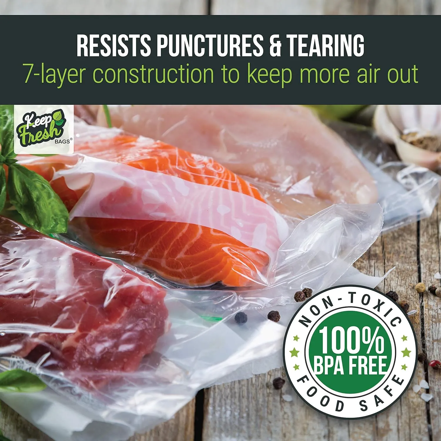 Keep Fresh 15" x 50' Vacuum Sealer Bag Rolls - 3.5mil, Sous Vide & Freezer Bag, Bulk Storing for Large Vacuum Sealers, 1 Roll, 50 Feet Total