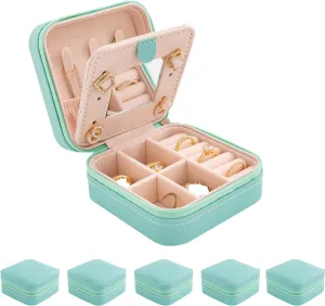 KElofoN Jewelry Organizer Box for Girls Women with Mirror - Small Travel Case (Blue-5)
