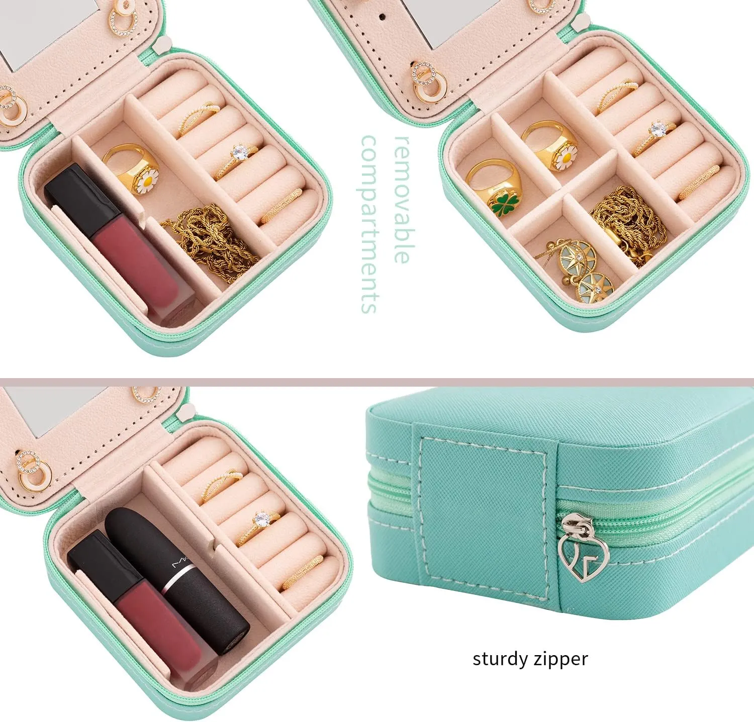 KElofoN Jewelry Organizer Box for Girls Women with Mirror - Small Travel Case (Blue-5)
