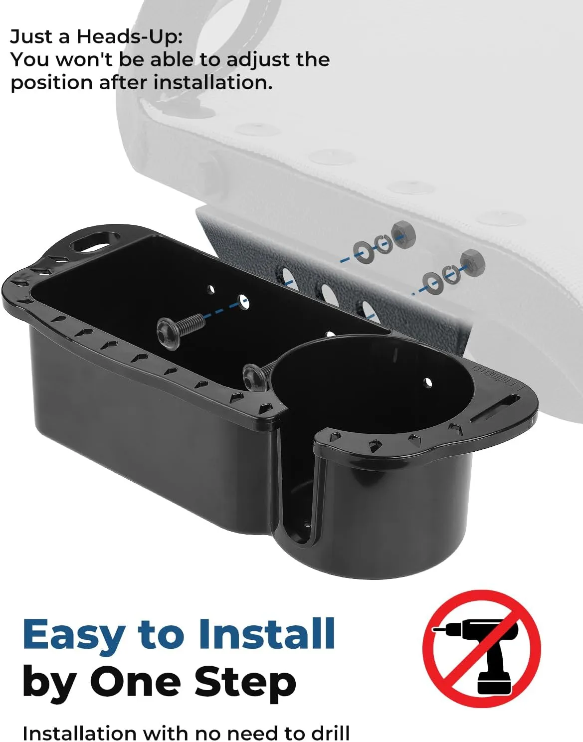 KEMIMOTO Boat Seat Cup Holder for Marine B100 B200, ABS Plastic Boat Caddy Organizer with Drainage & Reserved Installation Holes, Boat Cabin Storage Fishing Accessories Caddy