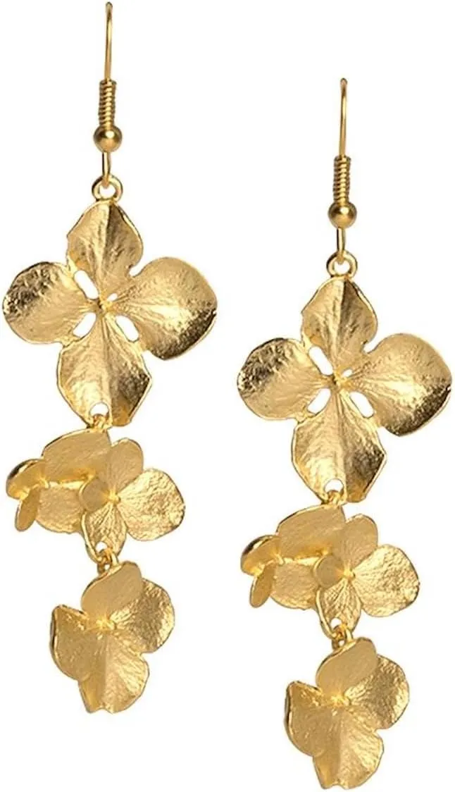 Kenneth Jay Lane Leaf or Flower Drop Pierced Earrings