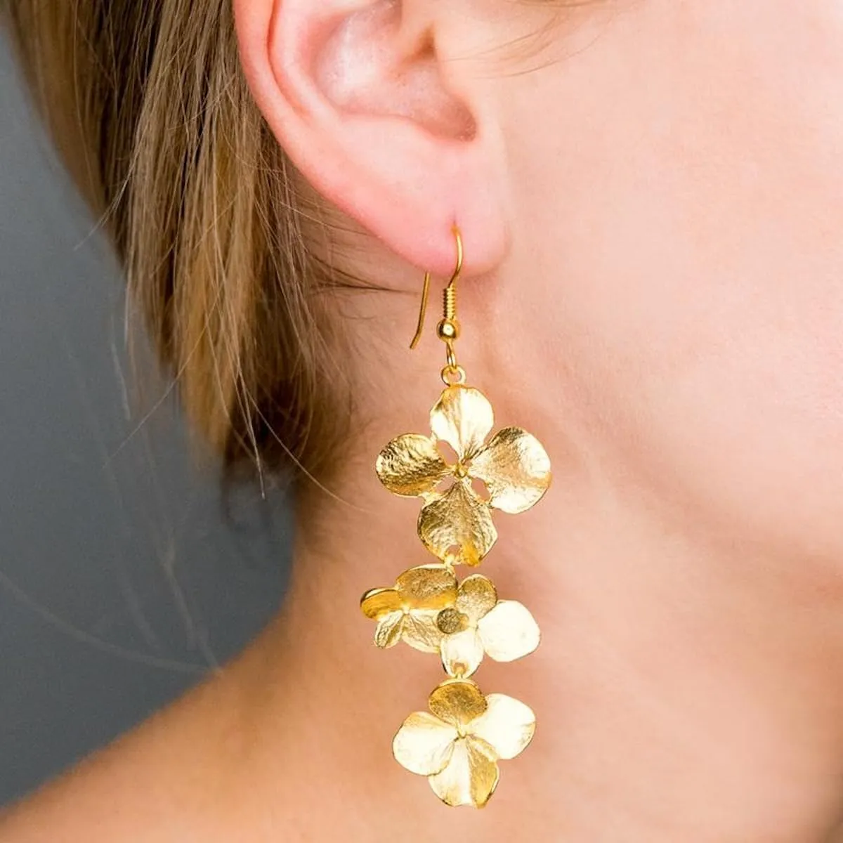 Kenneth Jay Lane Leaf or Flower Drop Pierced Earrings
