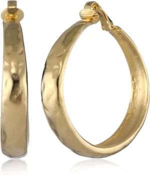 Kenneth Jay Lane Satin Gold Hoop Earrings