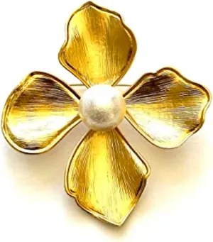 Kenneth Jay Lane, Satin Gold Turtle, Starfish, OR Octopus PIN, with Pave Crystal FACE and Emerald Eyes