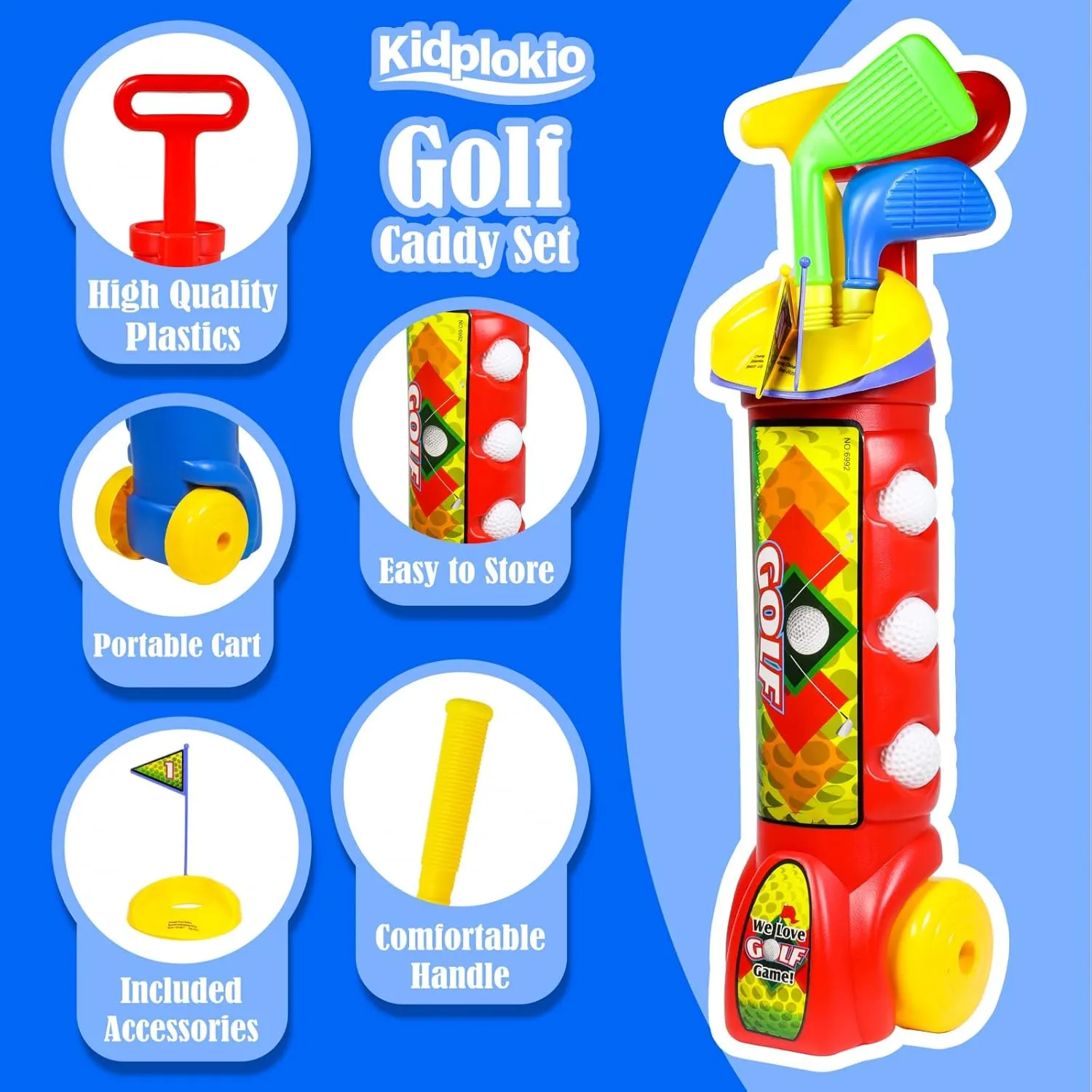 Kids 2pk Sports Toy Golf Clubs with Golf Balls Putter Iron Wedge, Red Blue, Unisex, Ages 3 