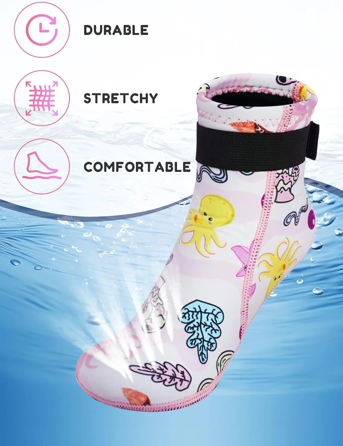 Kids Neoprene Socks 3mm Water Socks Keep Warm Sand Socks Anti-Slip Wetsuit Socks Water Sport Swimming Surfing