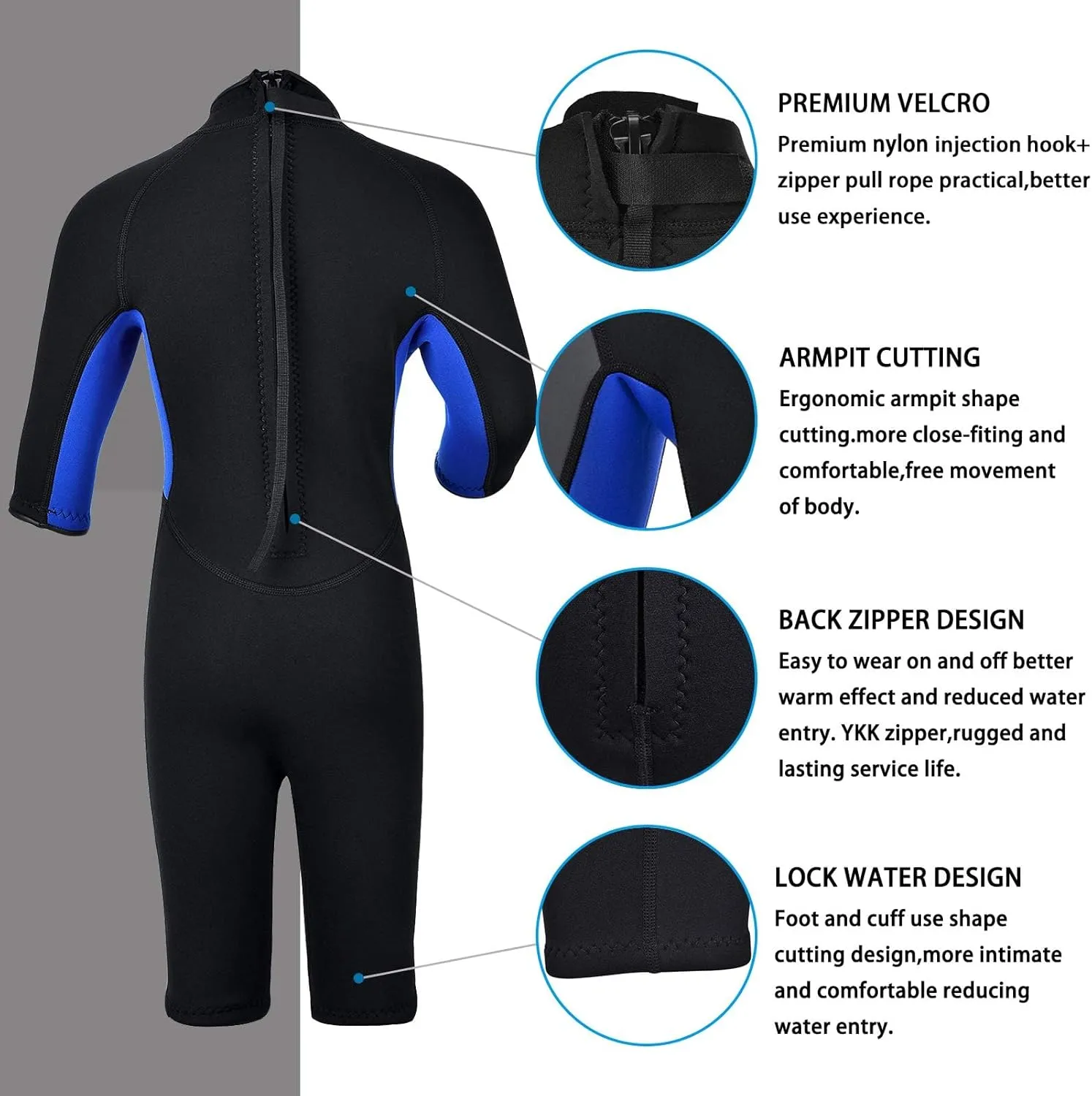 Kids Wetsuit for Girls Boys Toddler and Youth 3mm Neoprene Child Full Wet Suits Warm in Cold Water Thermal Swimsuit Back Zip for Swimming Diving Jet Skiing Surfing