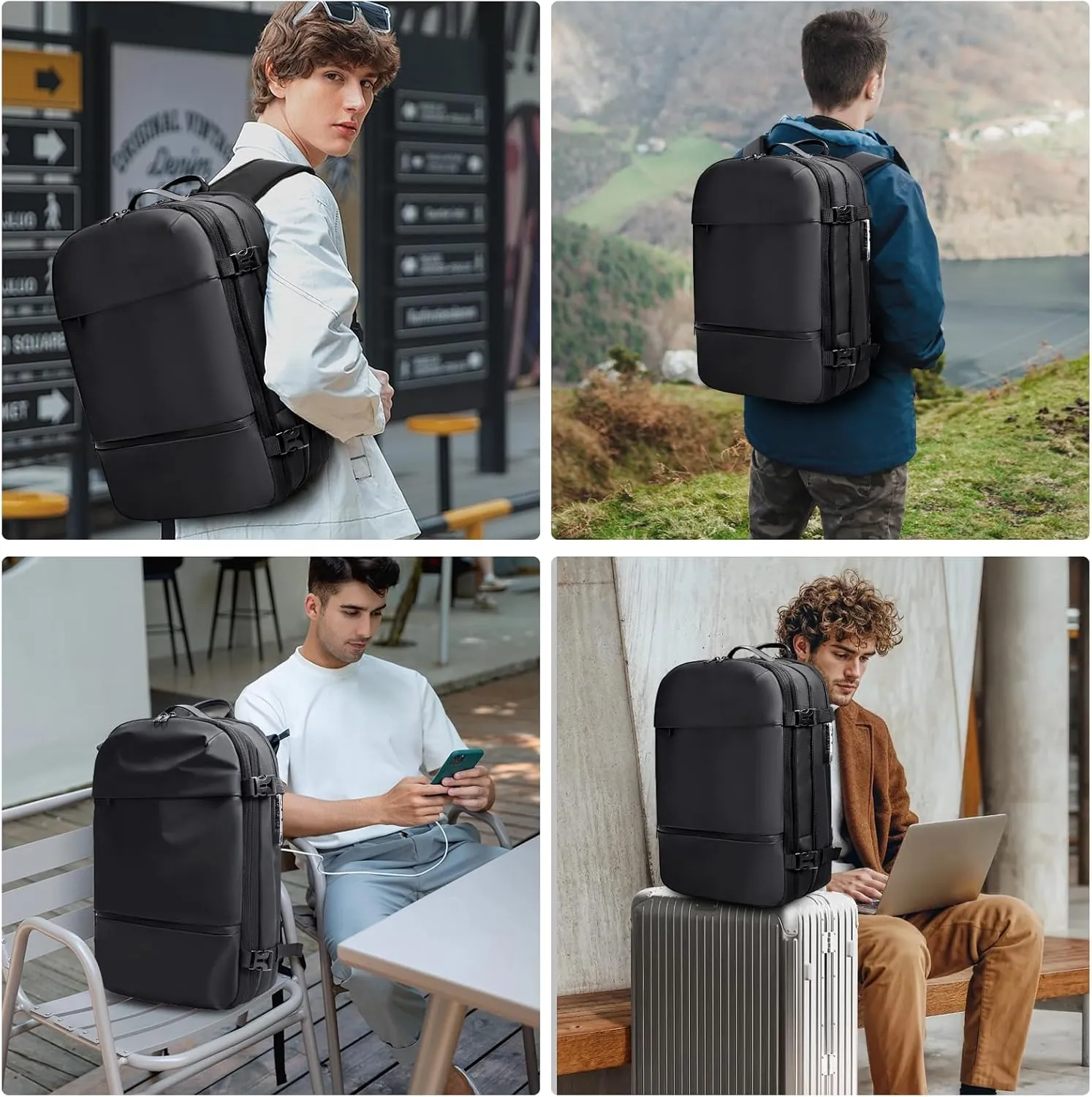 KINGSLONG Vacuum Backpack Travel Vacuum Seal Compression Travel 60L Expandable Vackpack with Pump (Portable Electric Air Pump Included)