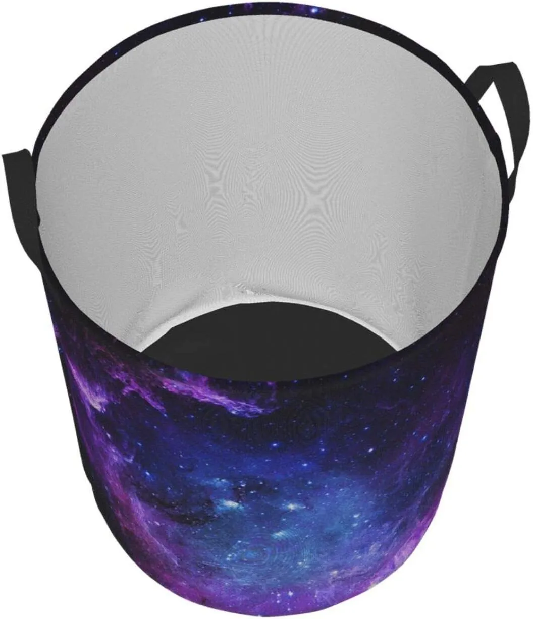 KiuLoam Universe Galaxy Nebula Space 19.6 Inches Large Storage Basket with Handles Collapsible Portable Laundry Fabric Hampers Tote Bag for Toys Clothing Organization