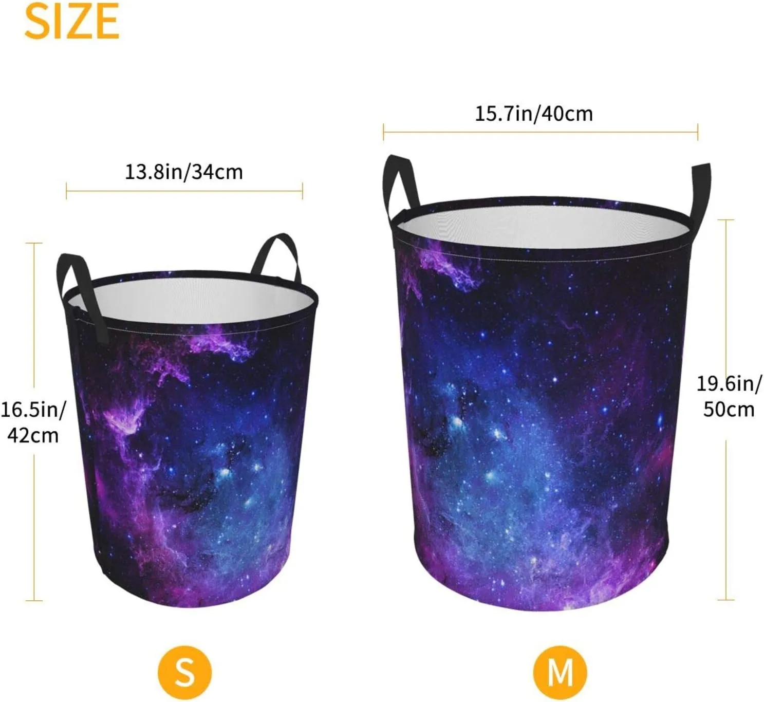 KiuLoam Universe Galaxy Nebula Space 19.6 Inches Large Storage Basket with Handles Collapsible Portable Laundry Fabric Hampers Tote Bag for Toys Clothing Organization