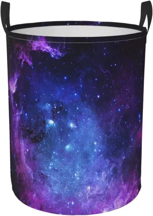 KiuLoam Universe Galaxy Nebula Space 19.6 Inches Large Storage Basket with Handles Collapsible Portable Laundry Fabric Hampers Tote Bag for Toys Clothing Organization