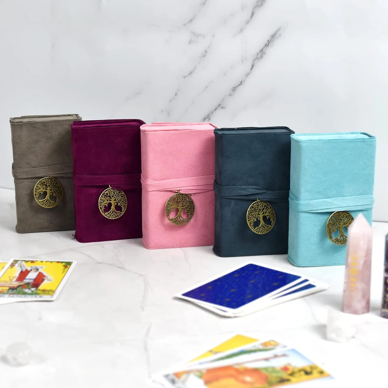 Knana 5Pcs Tarot Card Holder - Velvet Tarot Card Storage Bag, Tarot Bags and Pouches, Tarot Accessories - Tree