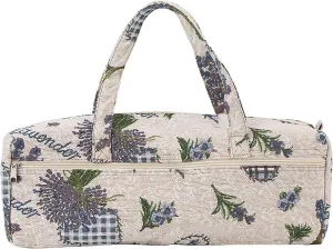 Knitting Bag, Woven Fabric Crochet Tote Bag Yarn Storage Organizer for Knitting Needles Crocheting Project Sewing Craft Accessories (Flower)
