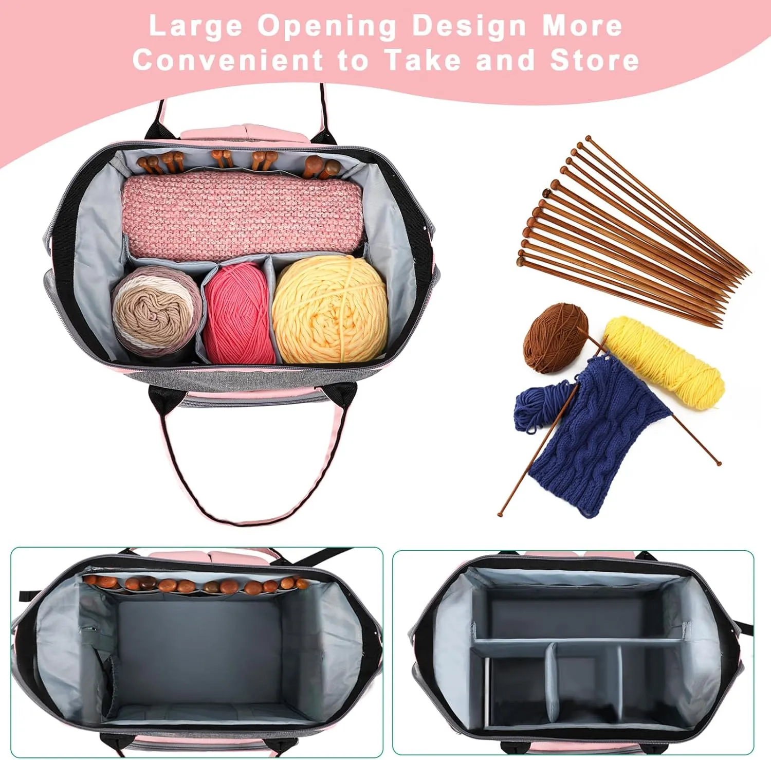 KOKNIT crochet bag,knitting bagBackpack and Tote Bag Storage Bag ，Large capacityYarn Storage Organizer Travel Crochet Bag Women Carrying Crochet Accessories Knitting Needles Crochet