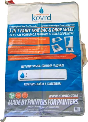 Kovrd 2-in-1 Reusable Paint Tray Storage Bag and 39” x 29” Drop Cloth, Keep Brushes Rollers and Paint Wet for Days, Fits 5-gal Bucket, Contractor Quality for Professional Interior and Exterior Jobs