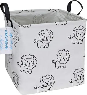 LANGYASHAN Square Storage Baskets Waterproof Canvas Children Laundry Nursery Hamper for Shelves Gift Baskets Toy Organizer Room Decor(Lion)