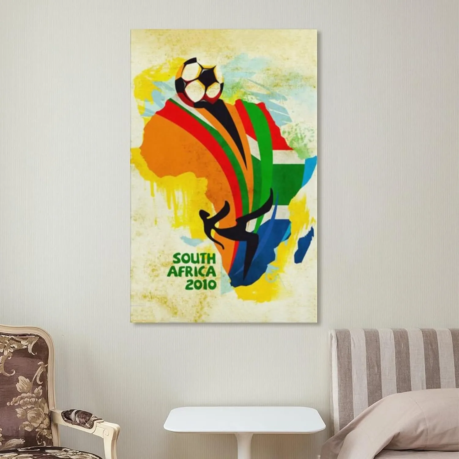 LANGYUN Football South Africa 2010 World Cup Promotional Poster Retro Canvas Art Poster And Wall Art Picture Print Modern Family Bedroom Decor Posters 12x18inch(30x45cm)