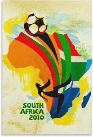 LANGYUN Football South Africa 2010 World Cup Promotional Poster Retro Canvas Art Poster And Wall Art Picture Print Modern Family Bedroom Decor Posters 12x18inch(30x45cm)