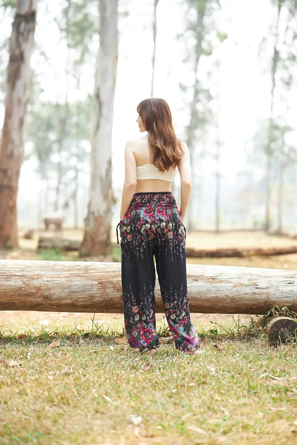 Lannaclothesdesign Harem Pants Women High Waist Bohemian Yoga Pants with Pockets - Boho Hippie Clothes