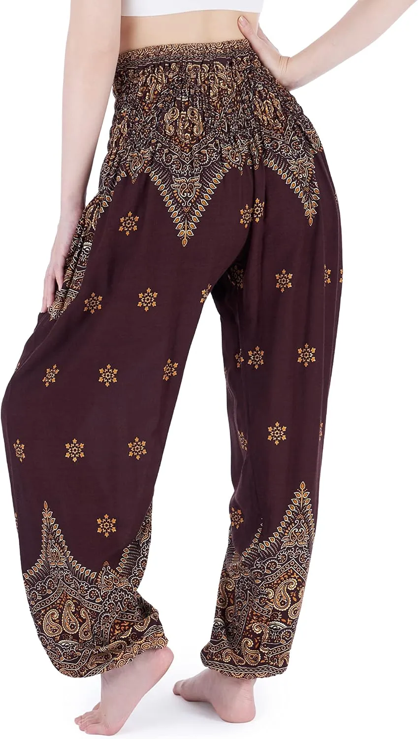 Lannaclothesdesign Harem Pants Women High Waist Bohemian Yoga Pants with Pockets - Boho Hippie Clothes