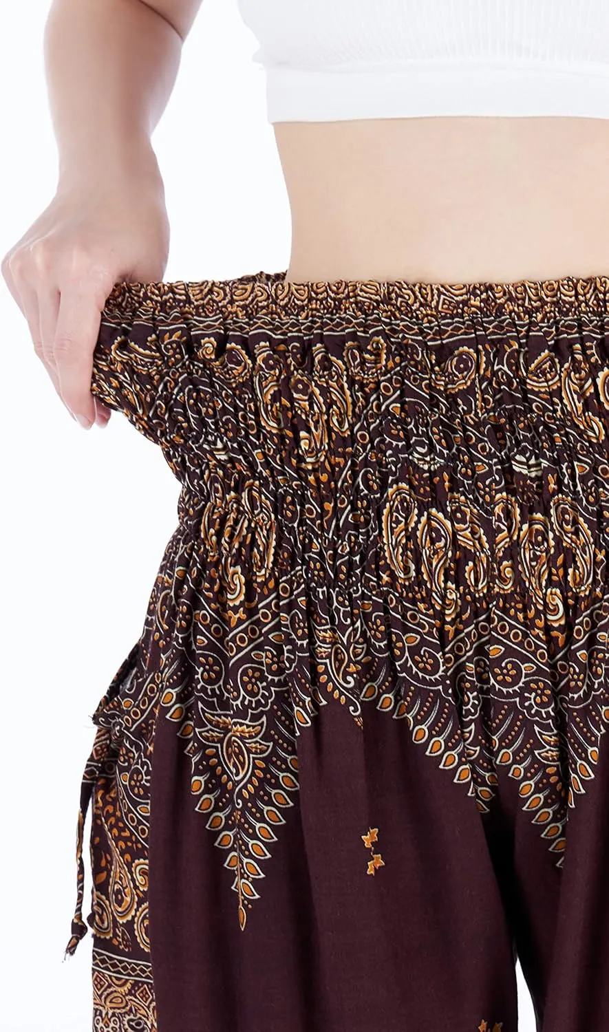 Lannaclothesdesign Harem Pants Women High Waist Bohemian Yoga Pants with Pockets - Boho Hippie Clothes