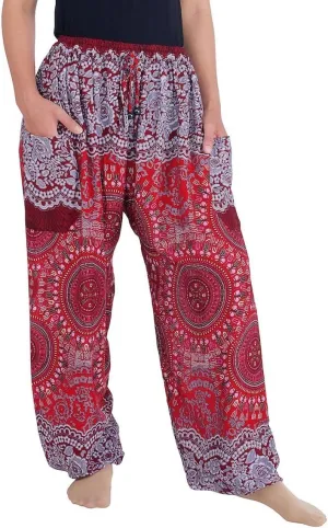 Lannaclothesdesign Women's Boho Drawstring Smocked Waist Rayon Harem Yoga Pants