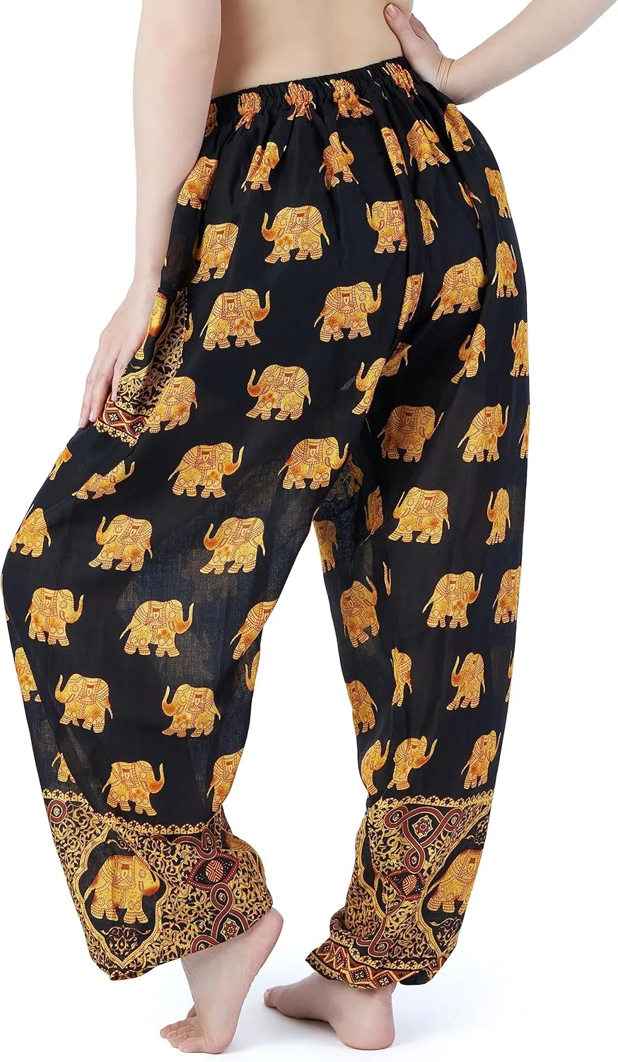 Lannaclothesdesign Women's Elephant Hippie Boho Yoga Harem Pants