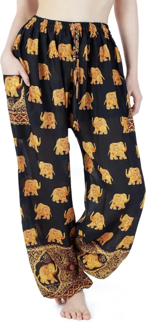 Lannaclothesdesign Women's Elephant Hippie Boho Yoga Harem Pants