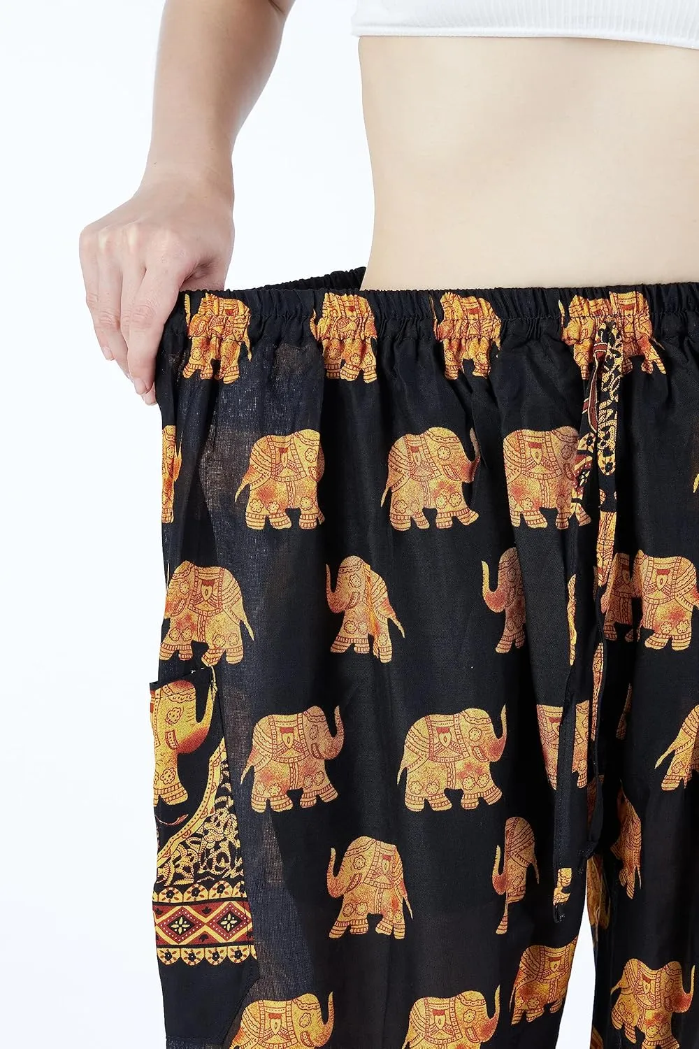 Lannaclothesdesign Women's Elephant Hippie Boho Yoga Harem Pants