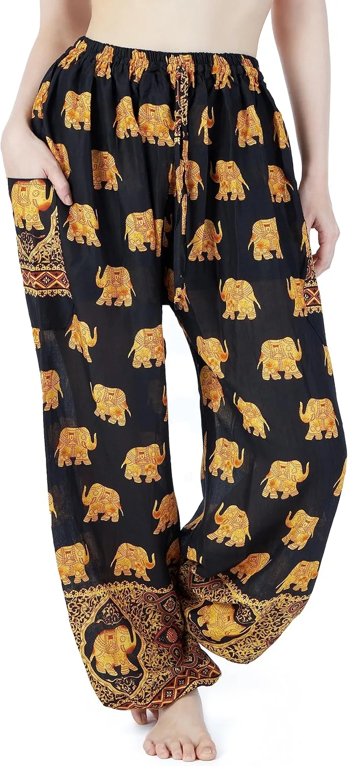 Lannaclothesdesign Women's Elephant Hippie Boho Yoga Harem Pants
