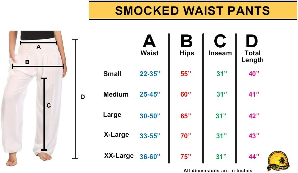 Lannaclothesdesign Women's Smocked Waist Boho Flowy Yoga Harem Pants Hippie Clothes