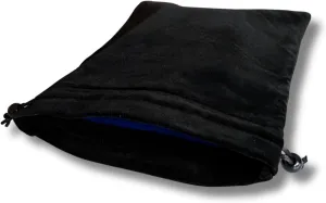 Large Black Velvet Drawstring Pouch, Blue Velvet Lining Inside, 9 x 11.4 inches. Great Bag for Organizing and Storage at Home or When Traveling. Great for Gifts, Makeup, Jewelry