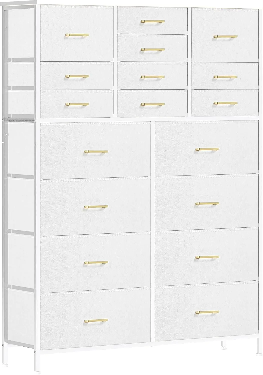Large Dresser for Bedroom with 18 Drawers, Tall Fabric Storage Cabinet, Chest of Drawers for Closet, Nursery, Bedside, Living Room, Entryway, Hallway (White)