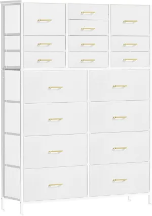 Large Dresser for Bedroom with 18 Drawers, Tall Fabric Storage Cabinet, Chest of Drawers for Closet, Nursery, Bedside, Living Room, Entryway, Hallway (White)