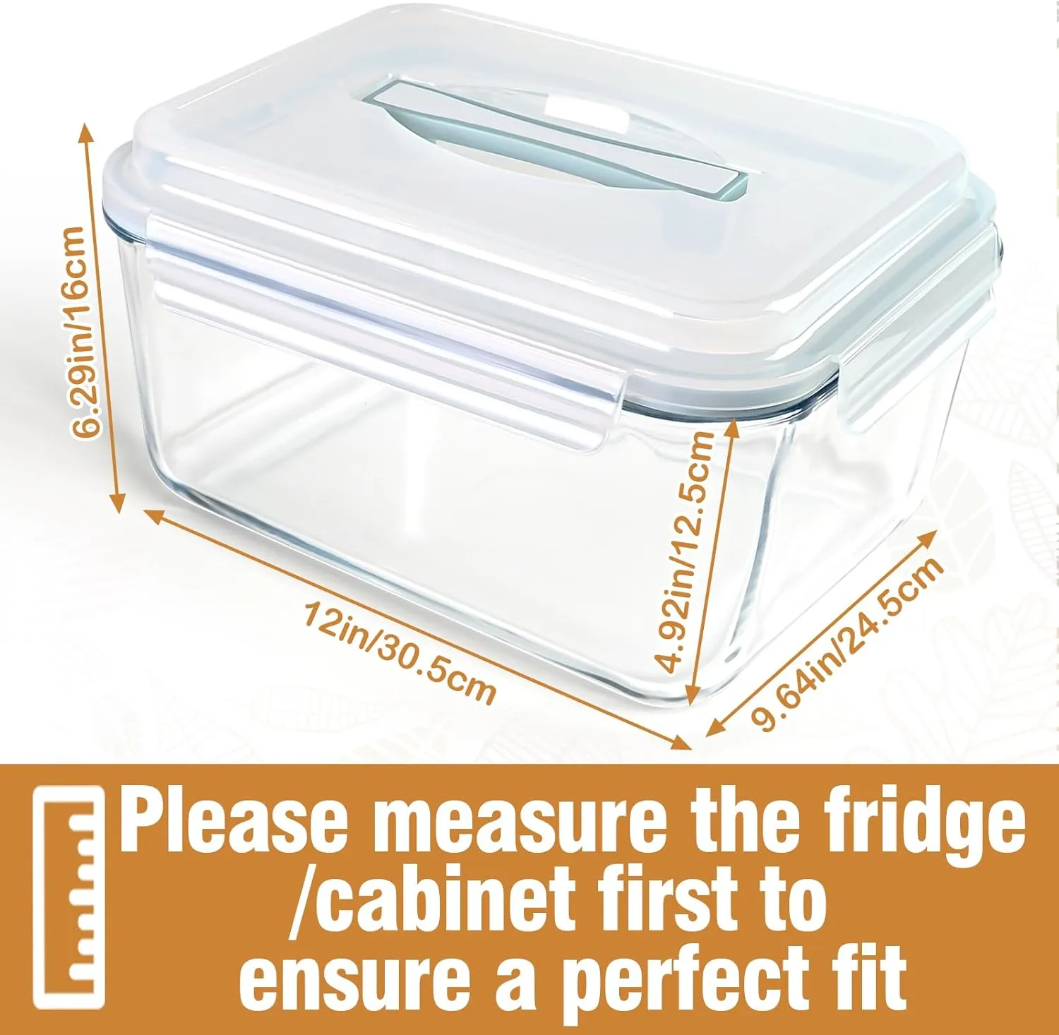 Large Glass Storage Containers with Lids, Big Rectangular Food Containers for Rotisserie Chicken Meal Prep Turkey Watermelon Potluck, XL Extra Large Freezer Safe Storage Container Airtight 200oz/26cup