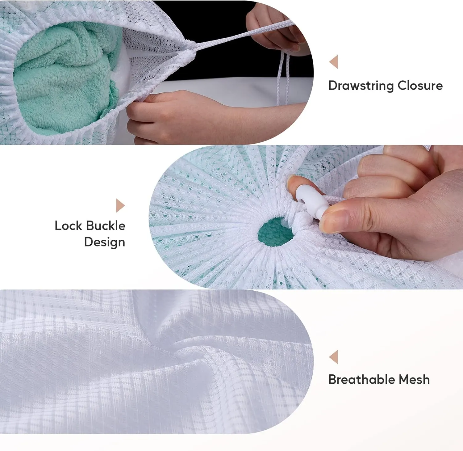 Large Mesh Laundry Bag, 24×36inch Heavy Duty Mesh Laundry Bags Drawstring Lockable, Laundry Hamper Liner, Machine Washable, for Travel,Storage, Sports Factories, Dorms, White 2pcs